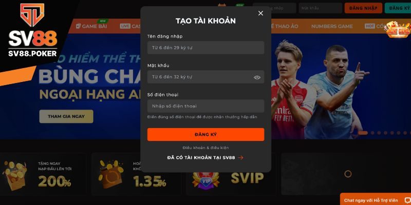 Hướng dẫn đăng ký SV88 cho tân binh